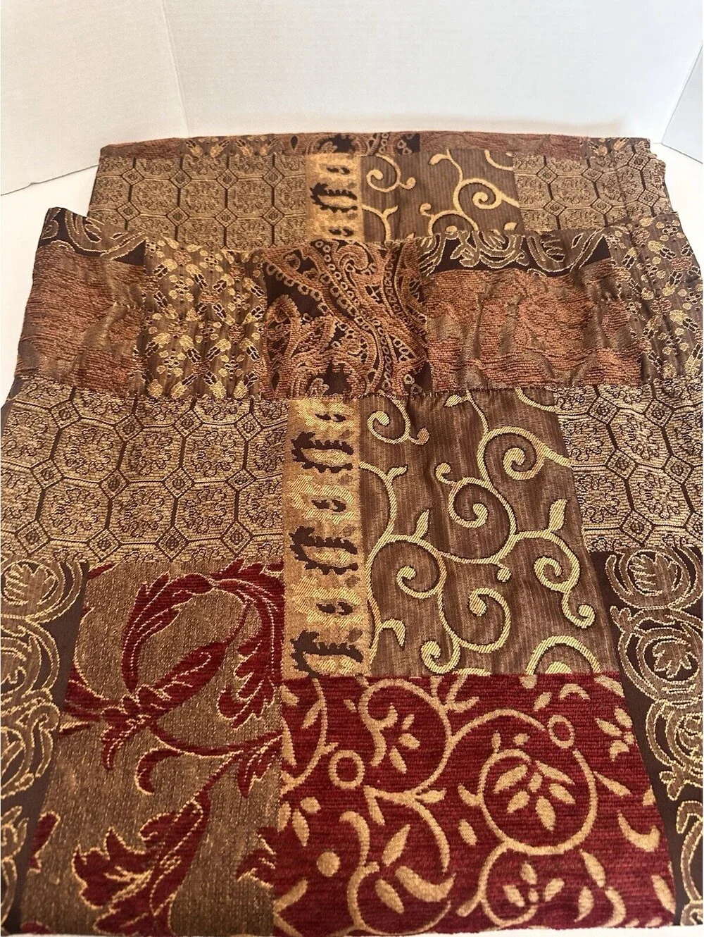 New - Elegant and Regal Croscill Galleria Red/Gold/Brown 2 Panels/curtain/drapes